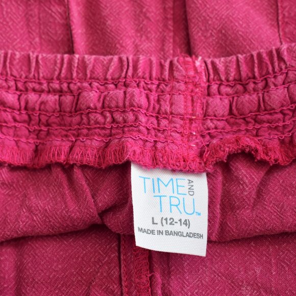 Women's Time and Tru Garment Dye Pull On Shorts LARGE Hot Pink NEW - Picture 8 of 8